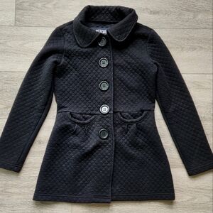 Sugarfly Black Quilted Coat Button Womens Small Fall Jacket Cotton